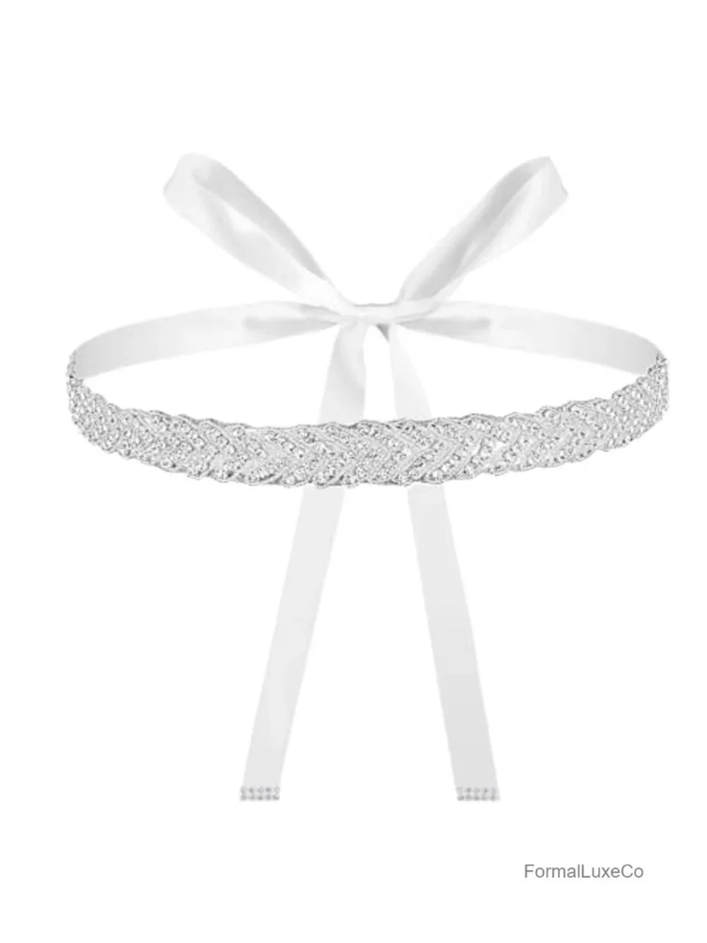 Handmade Wedding Dress Belt with Rhinestones, Silver Glitter Rhinestone Sash